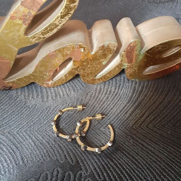 NWOT Massimo Dutti Gold Plated and Crystal Hoop Earrings - Picture 4 of 12